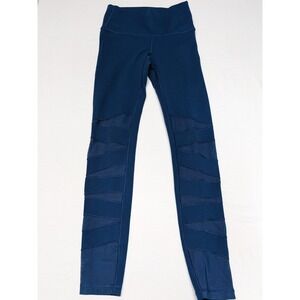 Ivivva by Lululemon Girls 10 Blue Mesh Wavy Panel Athletic Leggings Tights